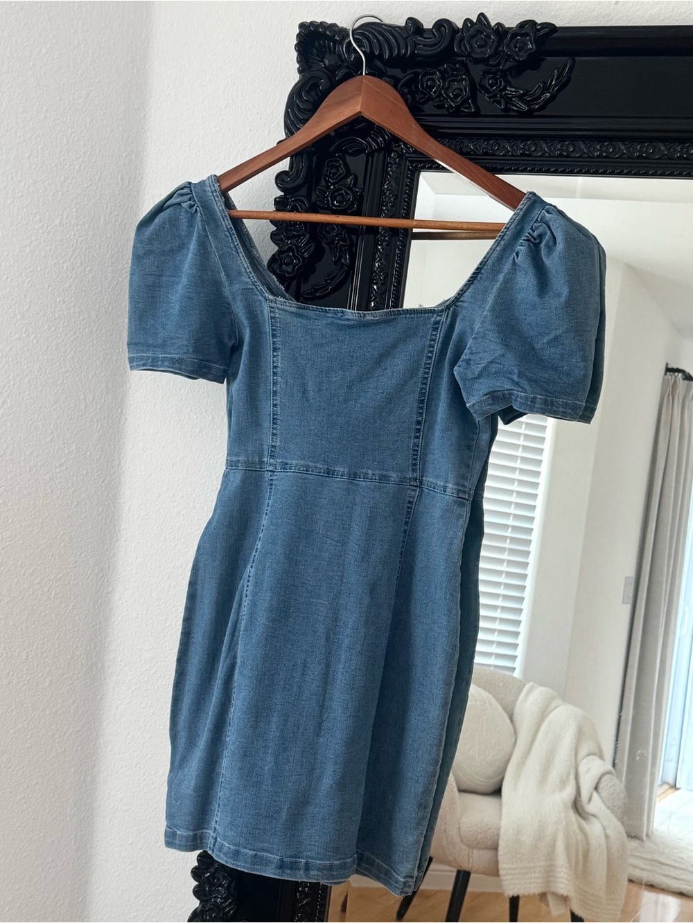 Fashion Nova | Women’s Denim Puff Sleeve Mini Dress - Picture 2 of 3